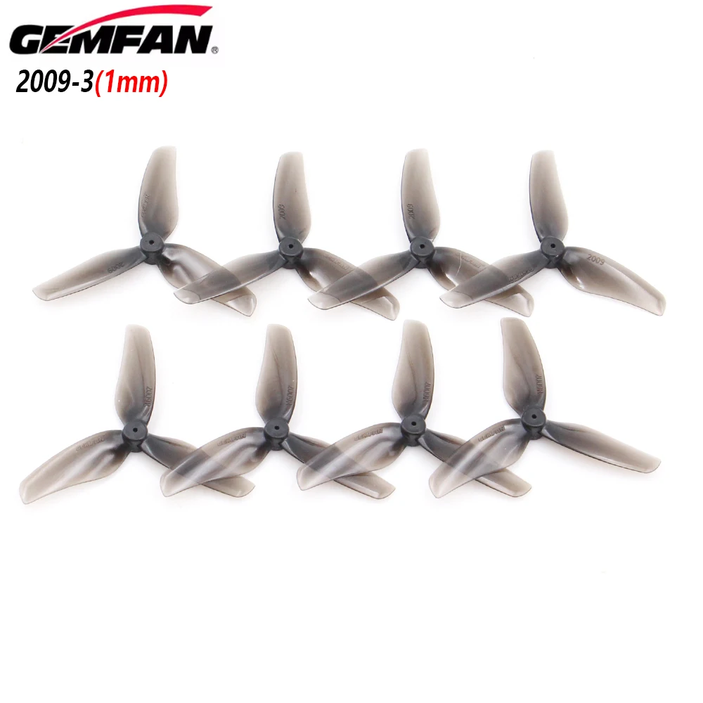 4Pairs(4CW+4CCW) Gemfan Hurricane 2009 3 bladed 2-inch hole 1mm propeller  For FPV 2inch Micro Indoor Drones Freestyle  Flying