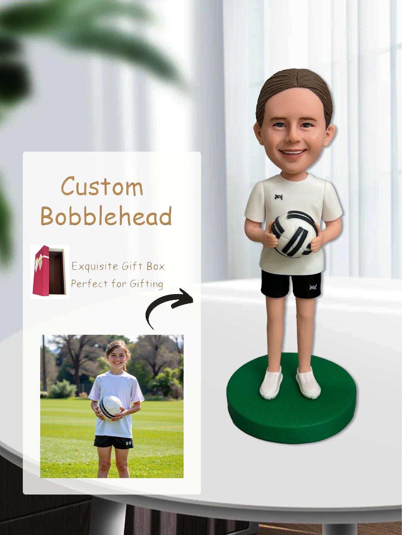 1 Customized Bobblehead Dolls - Personalized Full-Body Realistic Sculptures, Hand-Glued Material Desktop Decoration, Valentine's Day, Christmas, Birthday, Wedding Unique Gift (No Batteries Required), Home Furnishings,