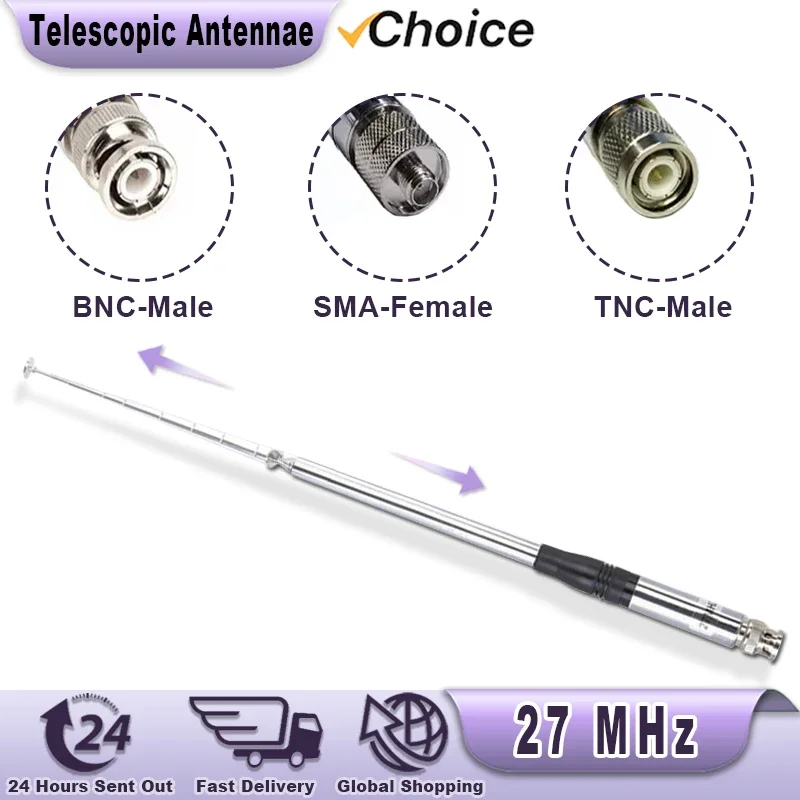 27MHz CB Retractable High Gain Portable Radio Telescopic Antenna 27 MHz Walkie Talkie Aerial SMA-Female SMA-Male BNC Connectors