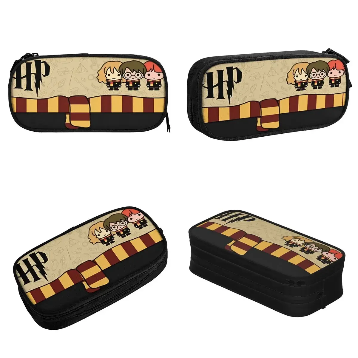 Large Capacity Pencil Case Harrys Potters Magic School Merch Double Layer Pencilcase Girl Makeup Bags Amazing Gift