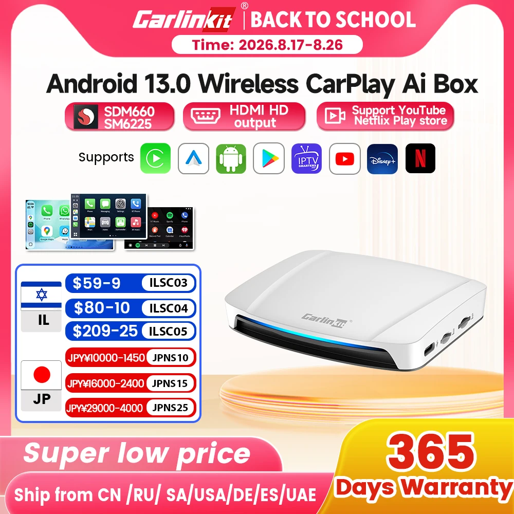 8 + 128G Carlinkit Tv Box Android 13 Drahtlose Carplay Auto Box Mini Android Auto Wireless Adapter Qualcomm 8cores Fota Upgrade HDMI