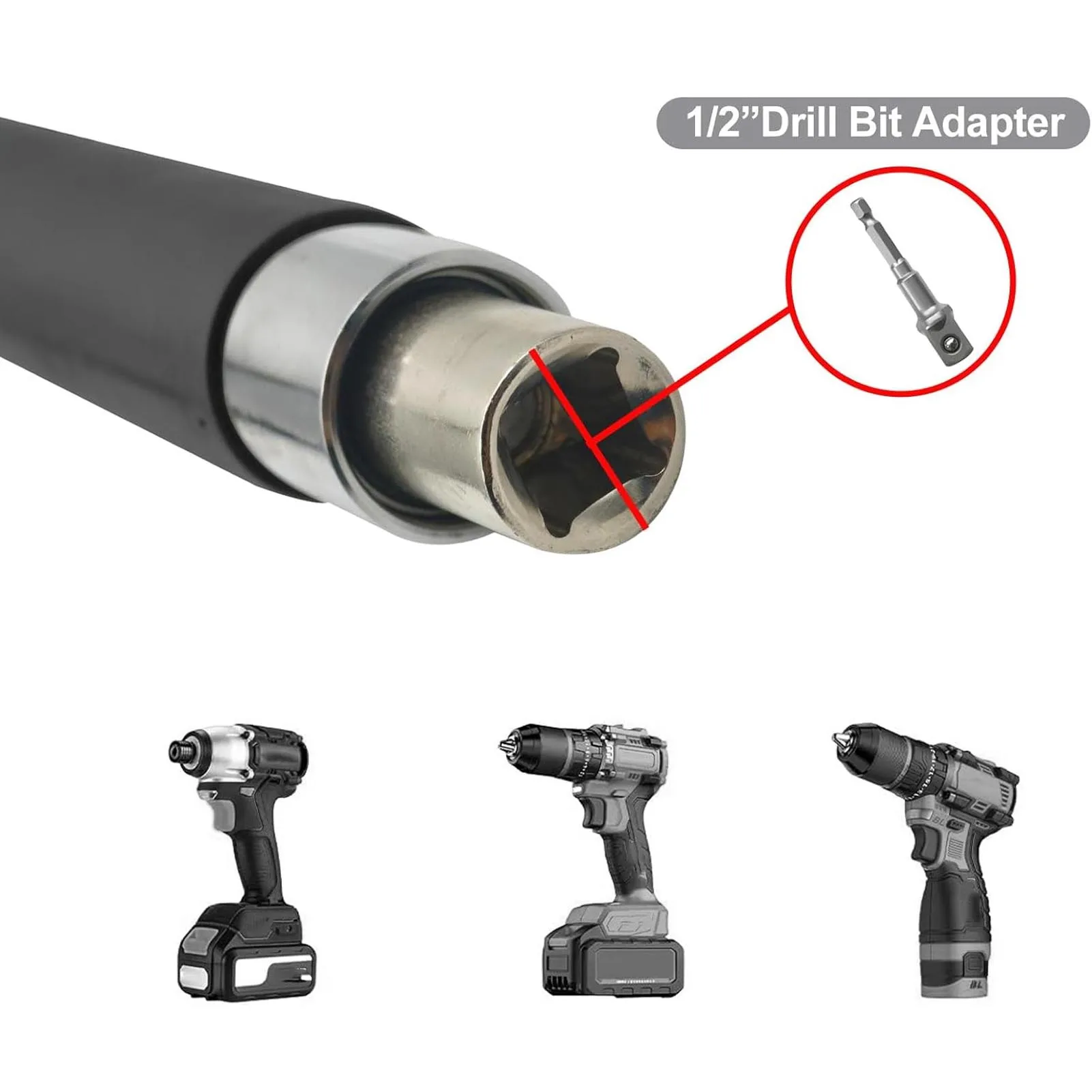 Offset Extension Wrench Set Electric Drill Spanner Forward Reverse Easy To Operate 4 Socket Adapters for Automotive Repair