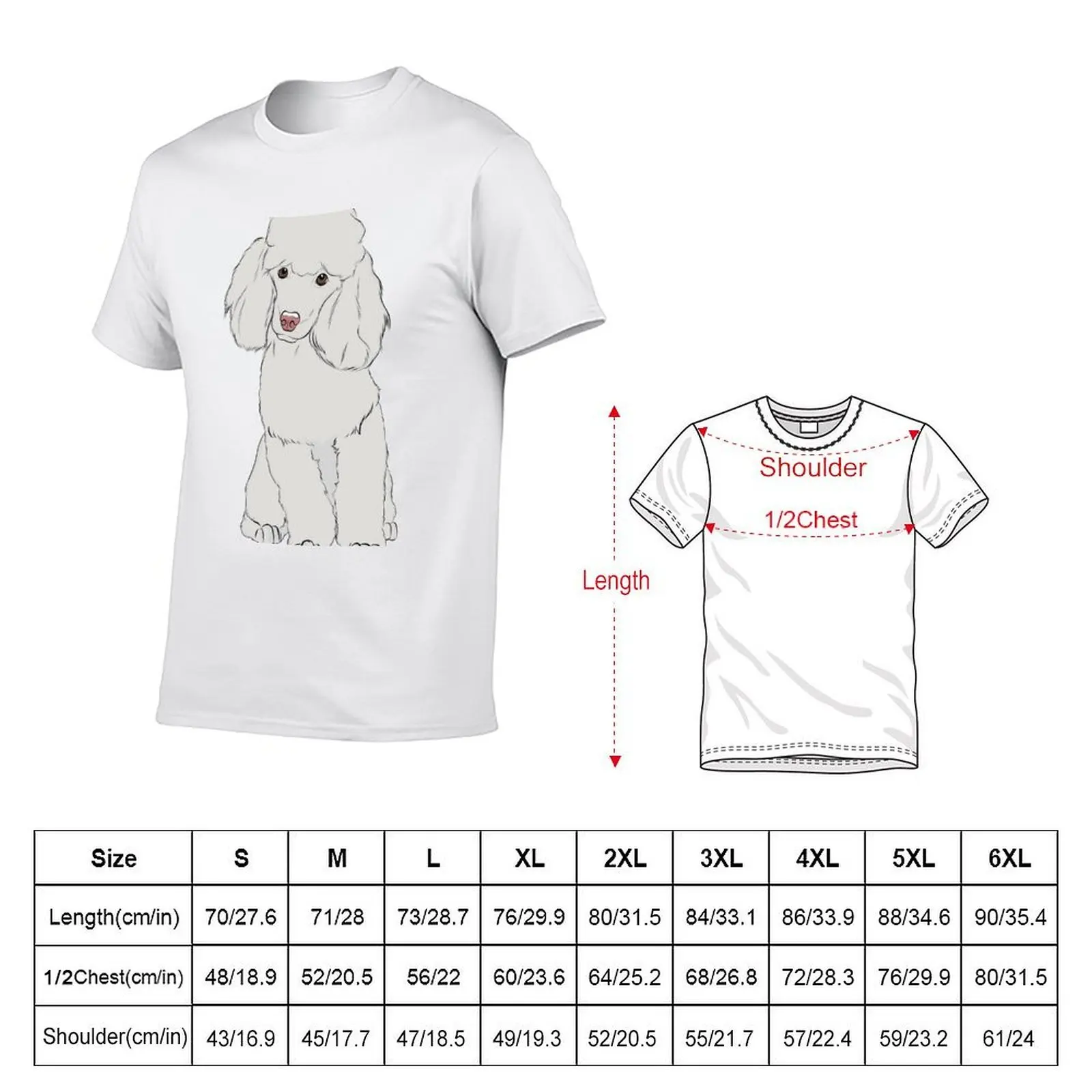 White Poodle T-Shirt topping Personalized t-shirt Men's t-shirt