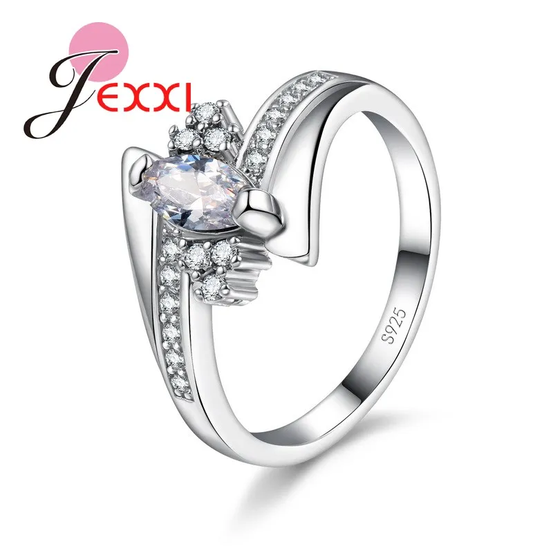 Fashion 925 Sterling Silver Finger ring For WomenShiny Color Cubic Zirconia Wonderful Gifts For Girls/Ladies Top Sale