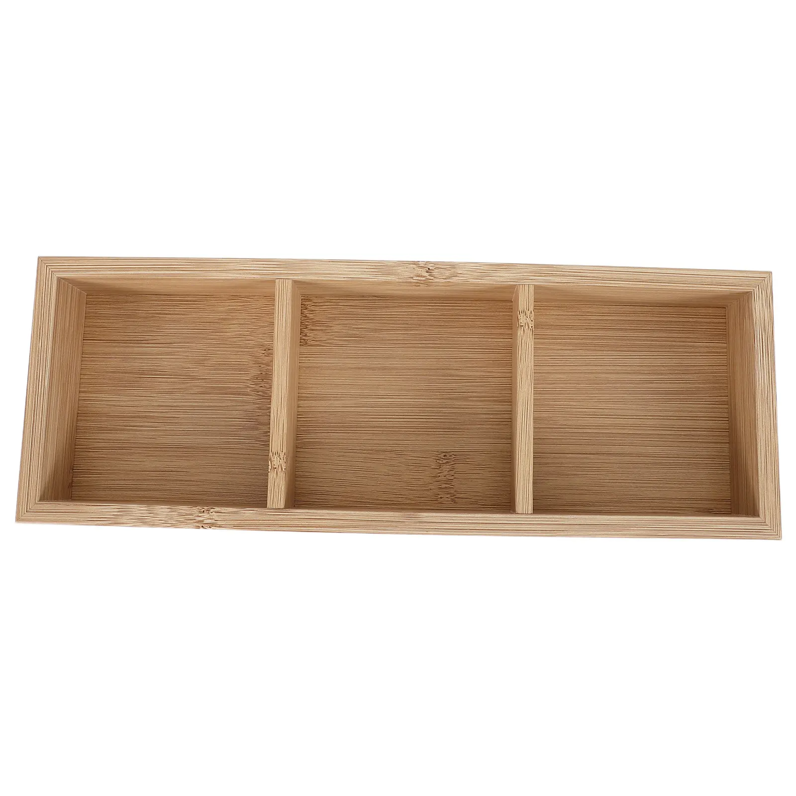 Wood Tea Bag Organizer Box 11x4x1.8in Bamboo 3-Compartment Coffee Station Countertop Sugar Packet Holder Tea Storage Organizer view 4