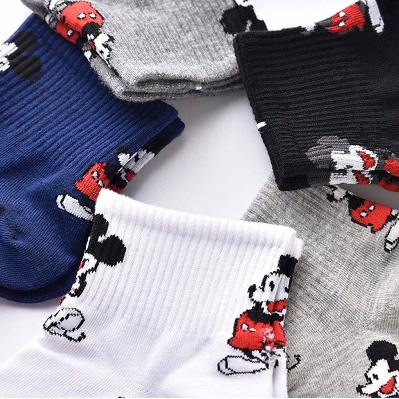 Disney Mickey Mouse Cotton Socks Cartoon Mickey Mouse Casual Breathable Kawaii Socks Spring Autumn Student Sports Short Socks