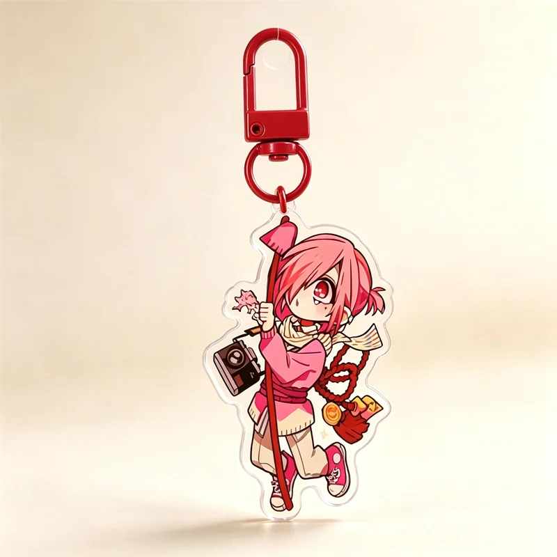 Japanese Style Anime Character Acrylic Keychain Set, 4 Styles Cartoon Bag Charms, Clear Printed Pendant, Kawaii Collection Gift