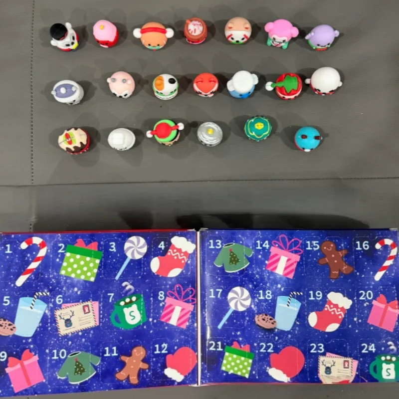 Christmas Countdown Calendar Blind Box Micromallows 24-Day Advent Calendar Soft Vinyl Figures Mini Holiday Party Decor New Year