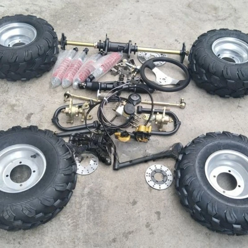 DIY four-wheel kart accessories, modified steel pipe car steering suspension rear axle rear axle one-to-three disc brake kit