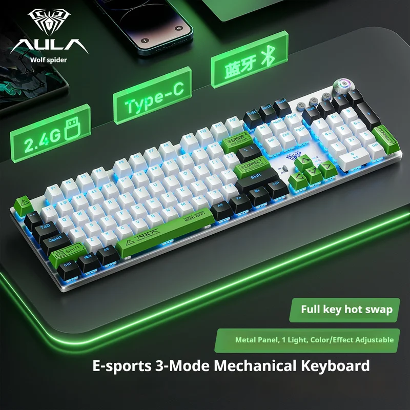 

Wolf Spider F2088Air Mechanical Keyboard Wired Wireless Triple Mode Bluetooth 2.4G Office 108 Keys Gaming Esports