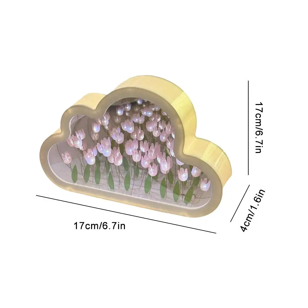 Ручная работа DIY Тюльпан Цветок Море Ночная Атмосфера Лампа Облака Тюльпан Лампа Светодиодный Ночник Зеркало Настольная Лампа Спальня Декор Светильники