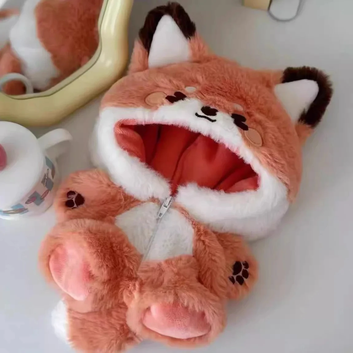 20cm Baumwoll-Puppenkleidungsset Niedliche Tier-Serie Kapuzen-Hasenfell-Overall Q-Version Löwe Bär Dinosaurier Katze Schwein Hai Outfits – Detail 18