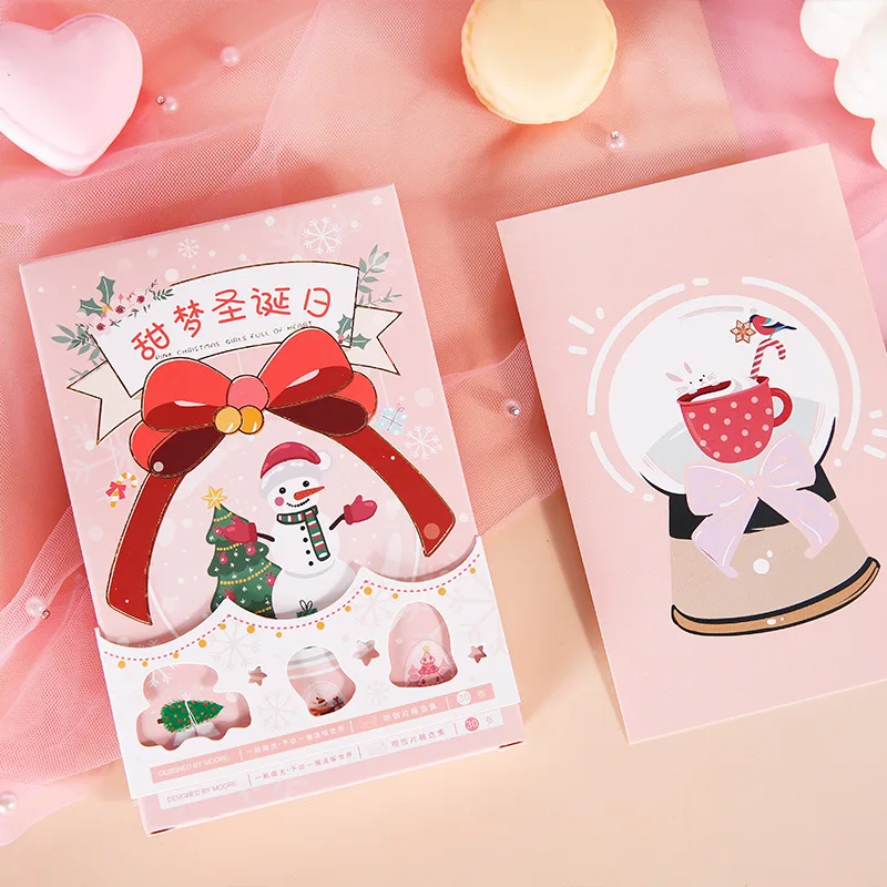 

30PCS Sweet Dream Christmas Postcards Set - Handmade Holiday Cards with Messages Bulk Decorations