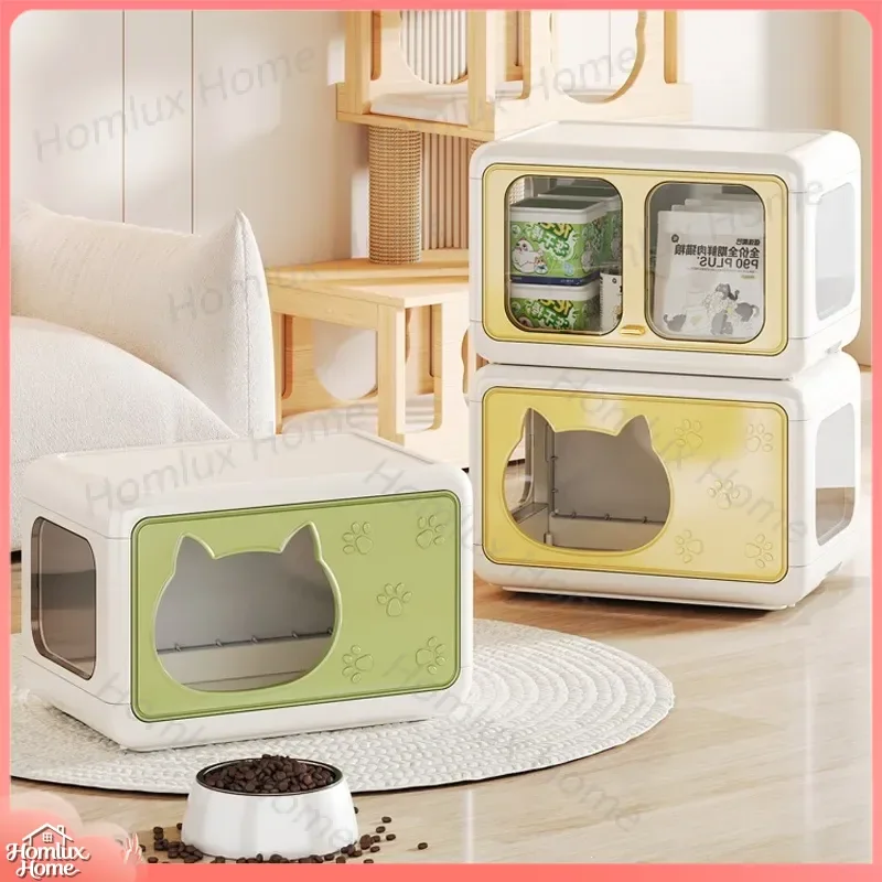 Cat Nest with Retractable Open Lid Portable Stackable Pet Bed for All Seasons Indoor Outdoor Cat House Small Dog Kennel