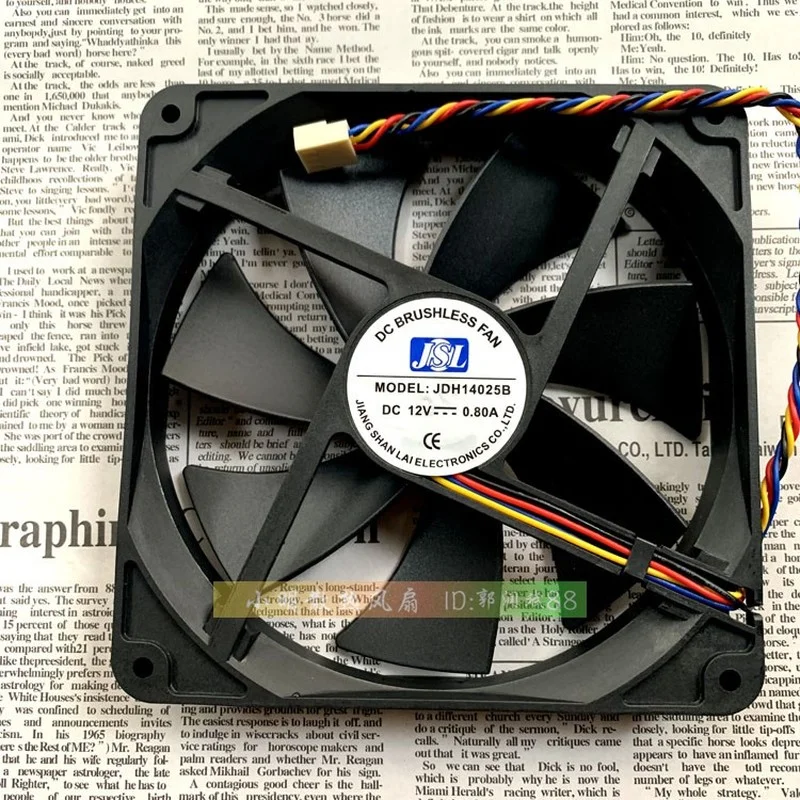 SSEA New Fan JSL JDH14025B 14CM 12V 0.80A PWM Super Air Volume Chassis Fan 140*140*25mm