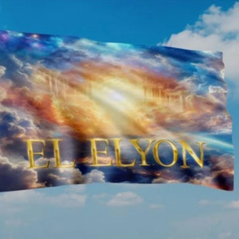 1pc El Elyon Christian Faith Banner Flag Polyester Golden Letters and Heavenly Clouds Design