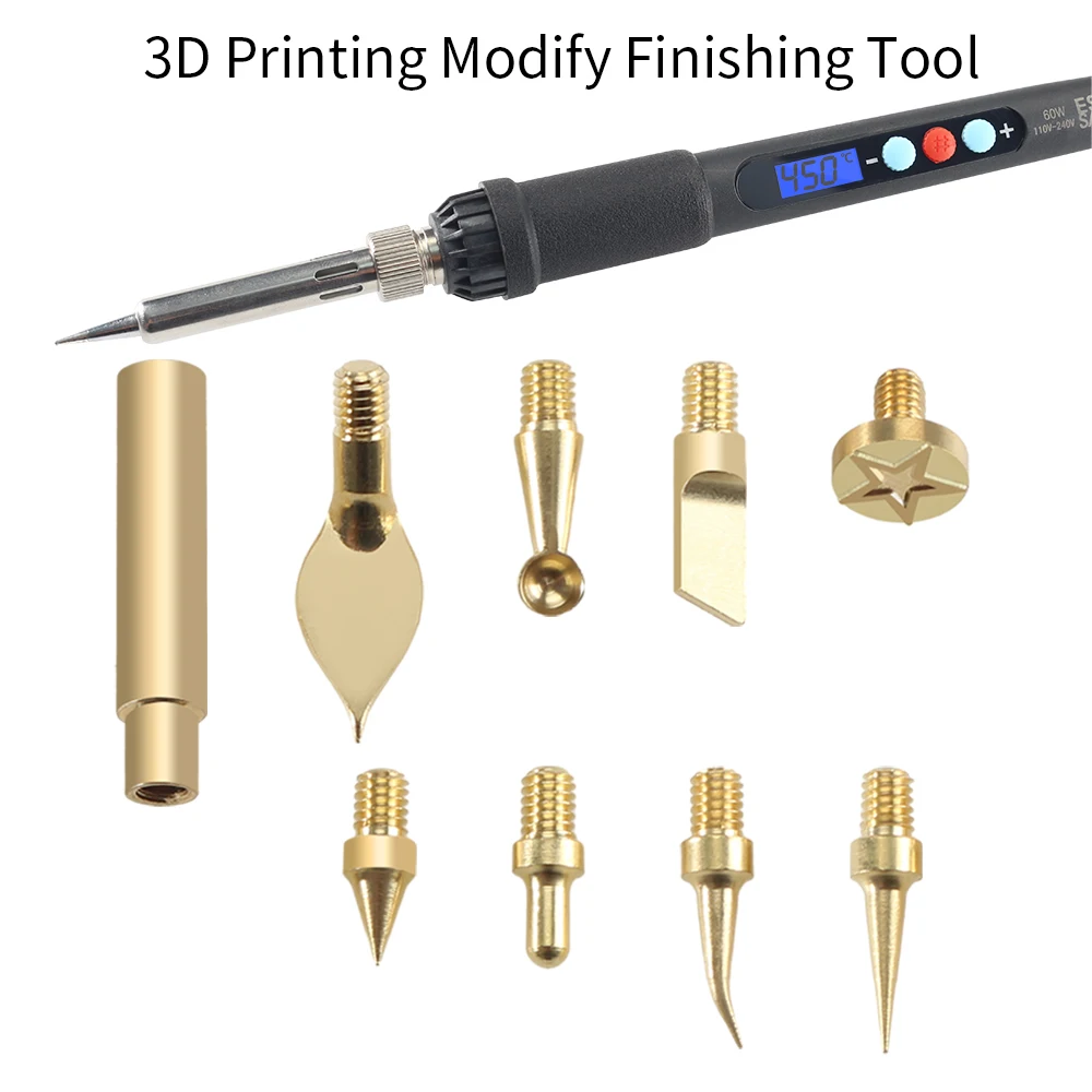 Toaiot Heat Insert Nut Iron Tip Heat Set Insert Tool Soldering Iron Tip 3D Printing Modify Finishing Tool Brass Thread Embedded