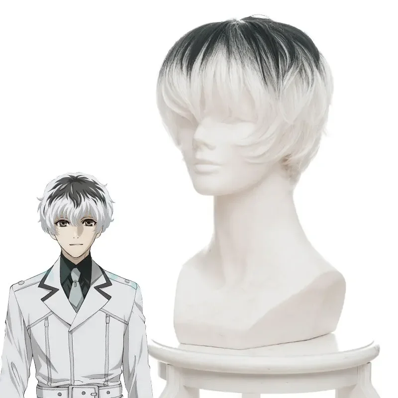 Men's Short Black Grey Synthetic Wigs Tokyo Ghoul for Halloween Cosplay Costumes for Men Adult Coser Peruca Peluca Perruque