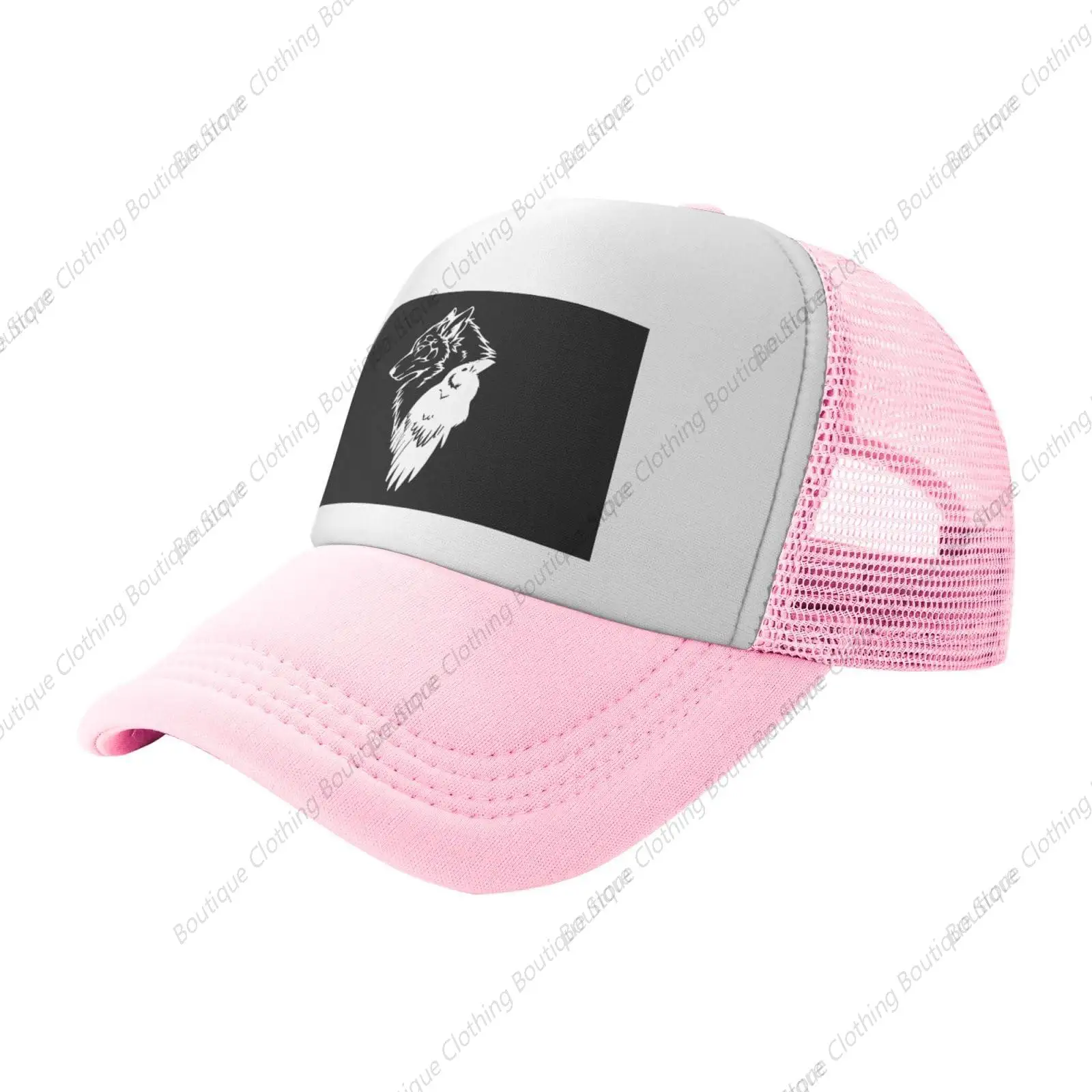 Odin Wikinger Norse Wolf Trucker Hut-Mesh Baseball Snapback Cap für Männer oder Frauen im Freien rosa