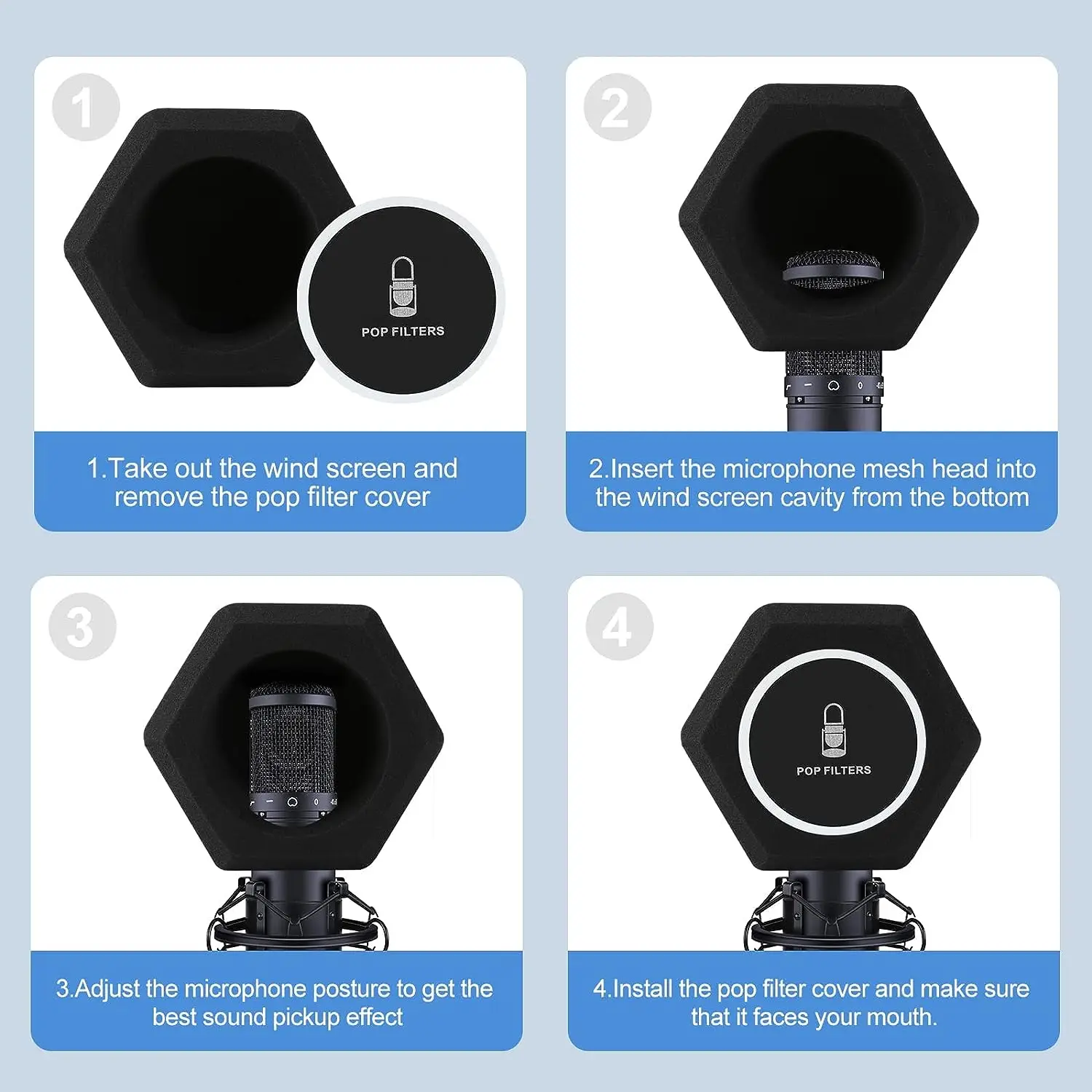 Microphone Pop Filter Wind Shield Acoustic For Record Studios Mic Sound-absorbing Foam Vocal Isolation Ball