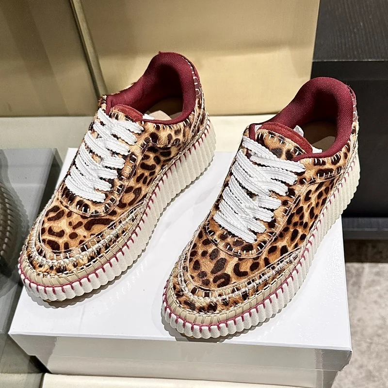 حذاء كاجوال نسائي عالي الجودة على الطراز الكوري متعدد الاستخدامات مخيط يدويًا، مصنوع من قماش ألياف البقر، قمة شعبية 25091304 #3