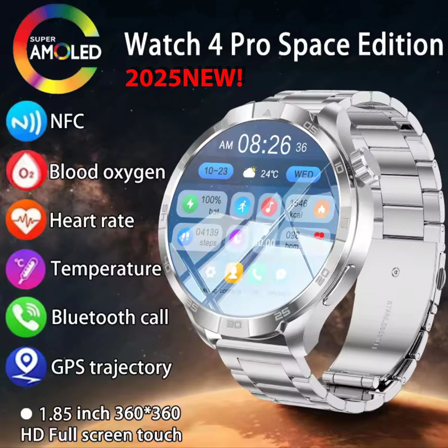 

2025 Новинка для HUAWEI Watch GT4 Pro + GPS NFC Смарт-часы для мужчин 360*360 AMOLED Экран Сердечный ритм Bluetooth Вызов Водонепроницаемые умные часы
