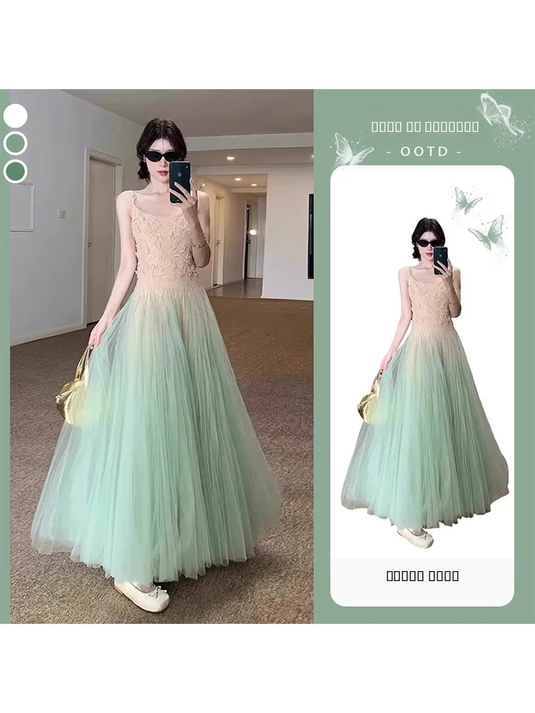 

Новинка Ele Summer: Длинное вышитое платье с панелями из ткани с эффектом «мэй-скирт», без бретелек, с завышенной талией, А-силуэт, фееричная юбка