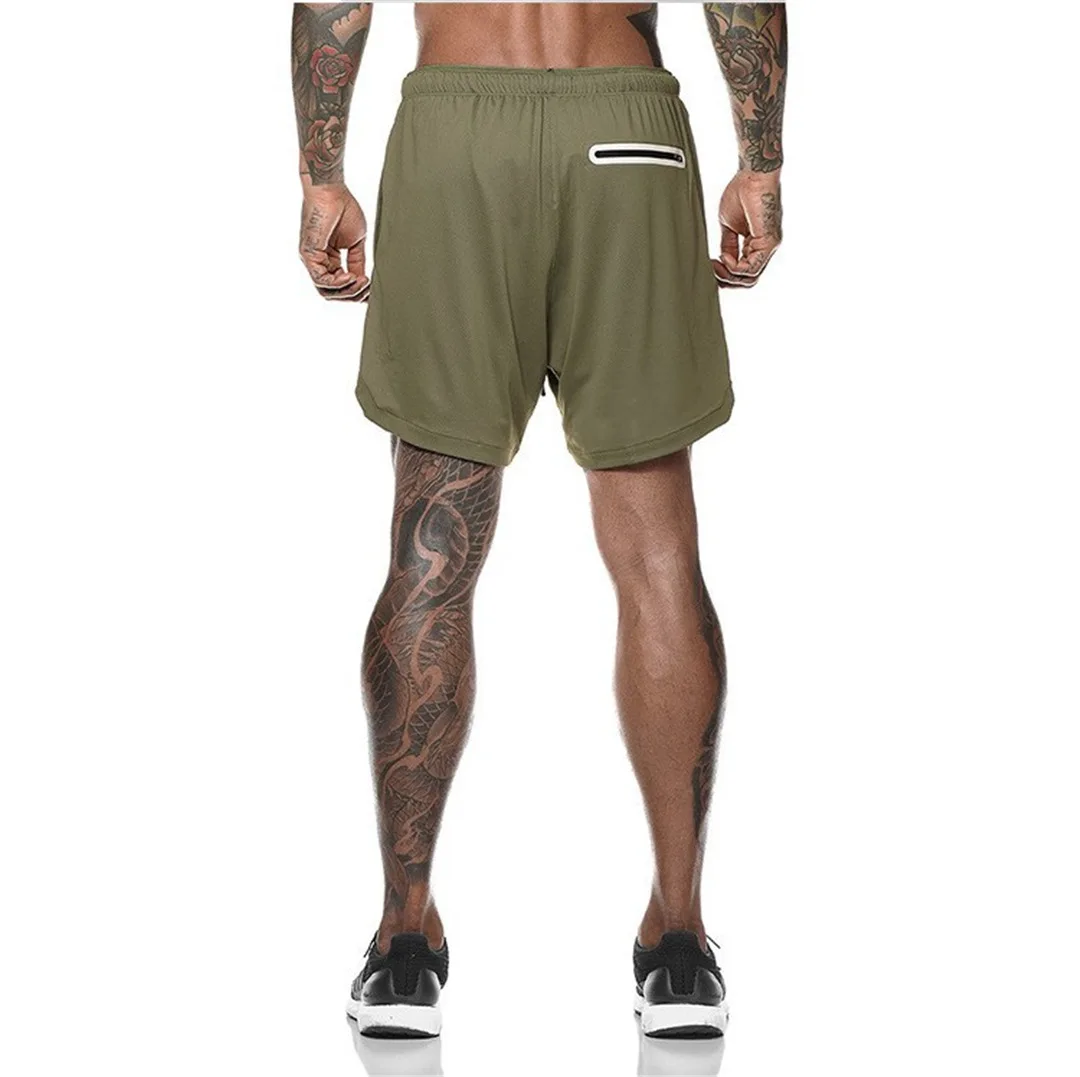 Summer Double-Layer Quick-Drying Breathable Men\'s Shorts, Sports Training, Running Straight Light Board Five-Point Shorts