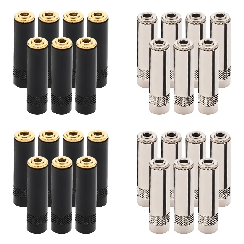 2Pcs Silvery/Black Audio Connector 3.5 mm Stereo Female Jack 3 Poles Earphone Adapter 3.5 Headphone Jack 3.5mm Audio Jack