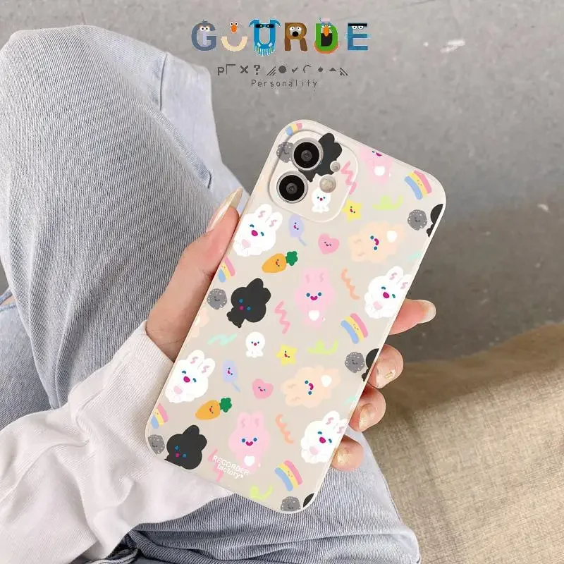 

Gourde Cartoon Rainbow Rabbit Patterns Soft Silicone Phone Case for Iphone 16 15 14 12 13 11 Pro Max Ip 7 8 Plus X Xs Xr Xs Max