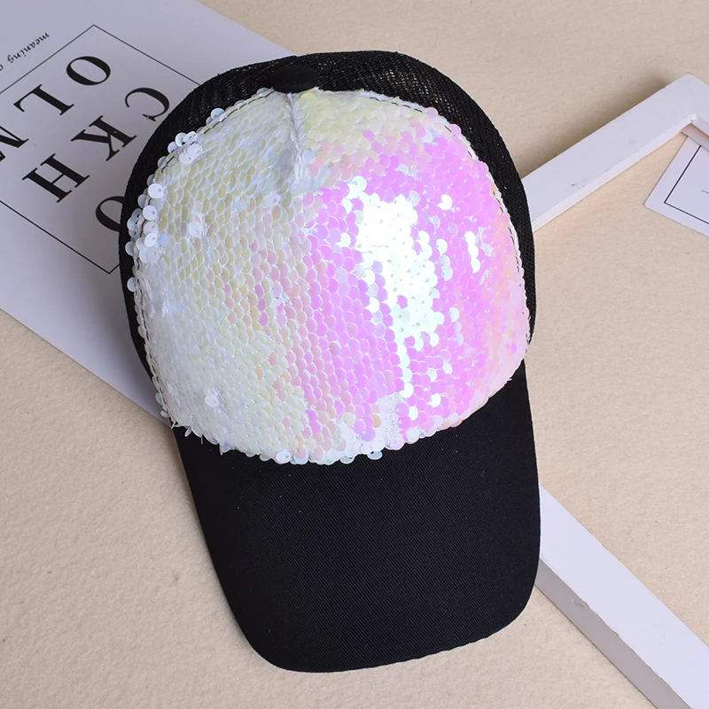 Fashion baseball cap ladies girl ponytail cap sequins shiny messy hair Bun Snapback hat sun hat Gorra casual baseball cap hat