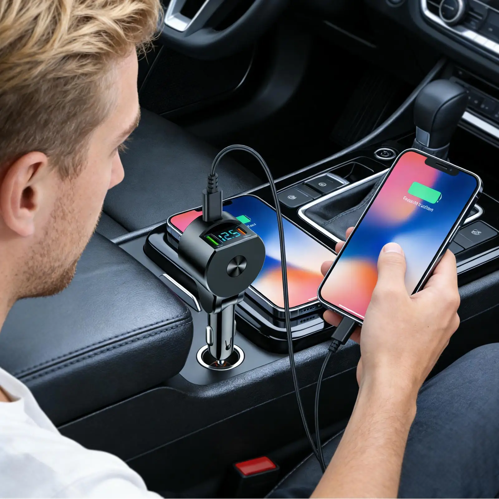 Fast Car Phone Charger With Cigarette Lighters Telescopic Car Plug Charger Fast Charging Phone Adapter For Outdoor Driving