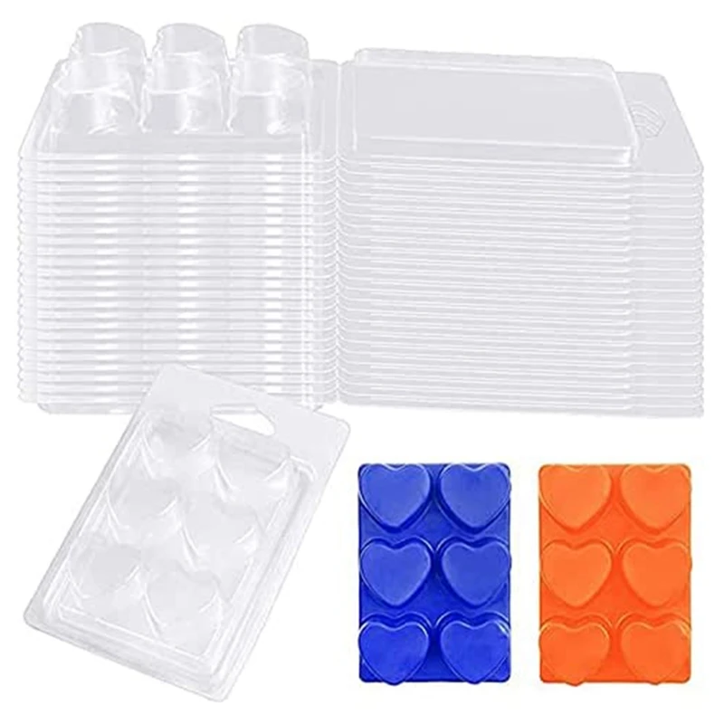 Promotion! Wax Melt Clamshells Molds,Wax Melt Clamshells Wax Melt Love Heart Tray Containers For Wickless Wax Melt Candles