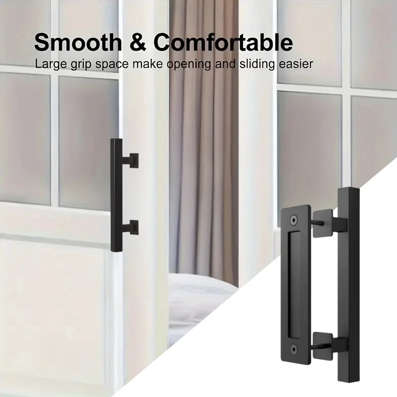 

12 Inch Square Sliding Barn Door Handle Pull Cabinet Flush Hardware Set Wood Door Handle Interior Door Furniture Handle Hardware