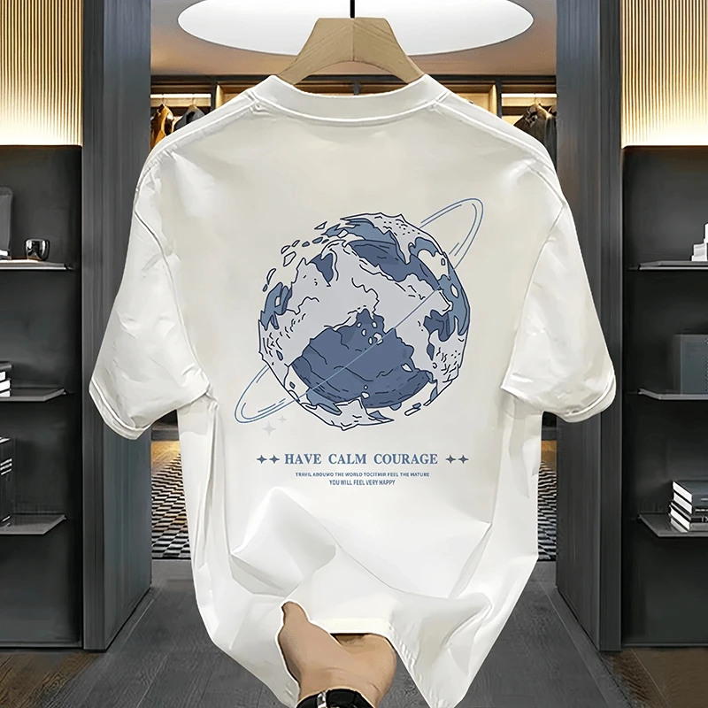 

Американская повседневная хлопковая футболка в стиле ретро с коротким рукавом, свободного кроя, с принтом, молодежная, модная, летняя, для защиты от солнца