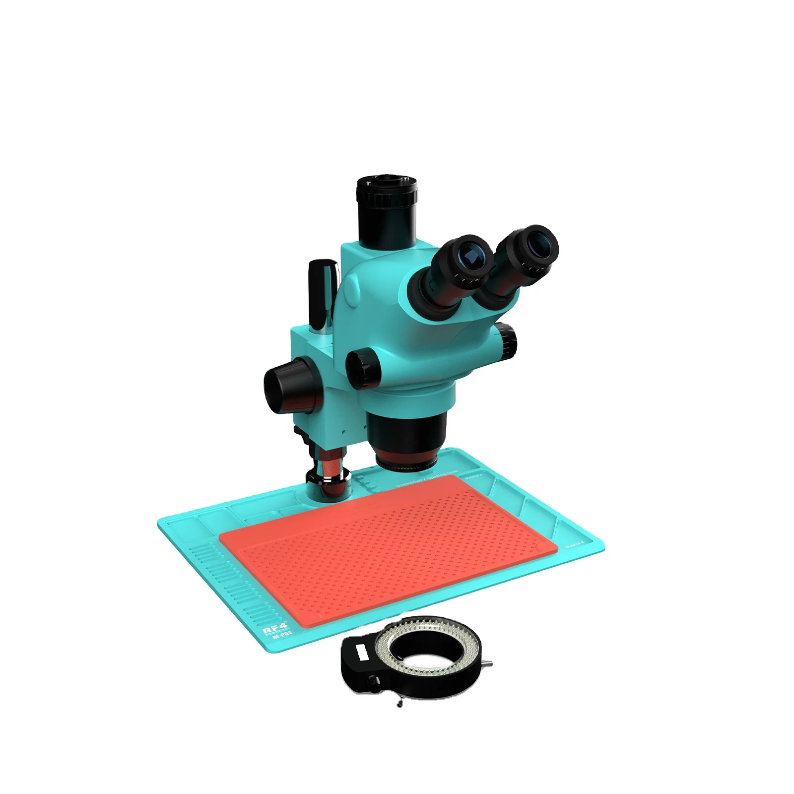 RF4 6.5-65X Triocular Synchronous Zoom Stereo Microscope Lens Magnification Repair Tool for Lab Industrial Maintenance