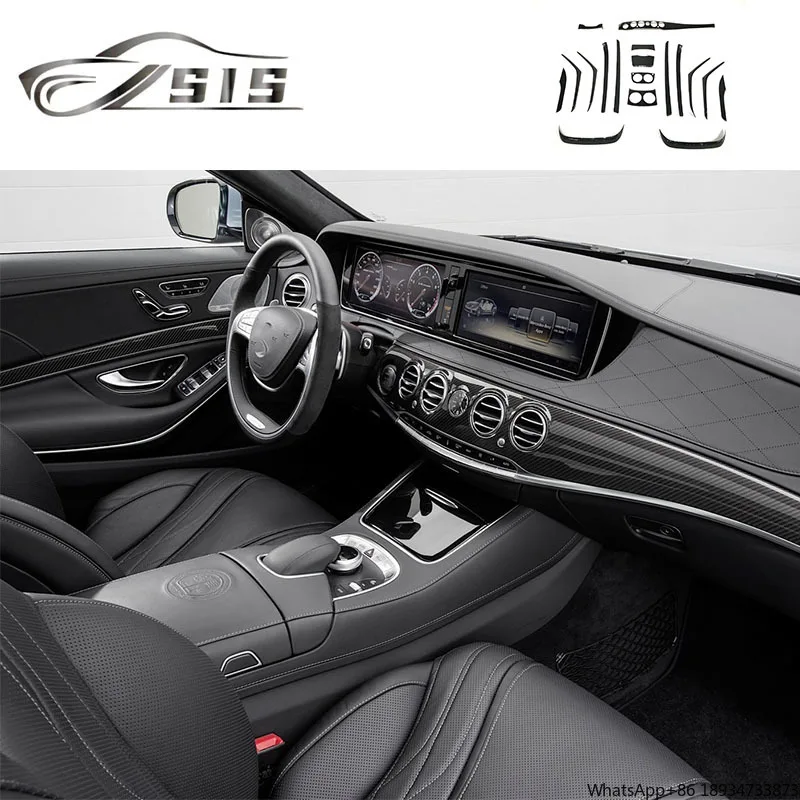 S-Class W222 S450 S500 S550 S63 S65 Right Drive Interior For W222 Body Parts Dry Carbon Fiber Material  Interior Car Auto