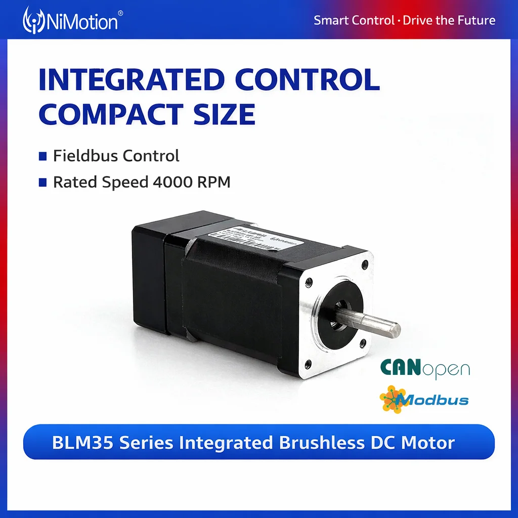 24V Brushless Motor Integrated Drive Controller CANopen Modbus Communication Position Speed Torque Control Precision Motion