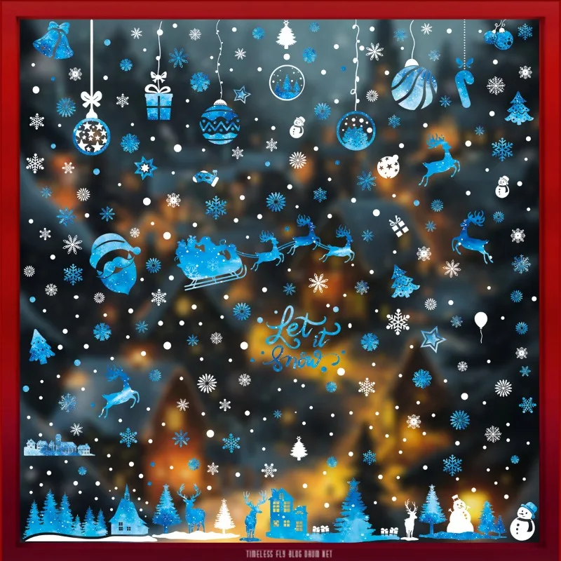 Christmas Snowflake Hanging Ball Static Sticker Christma Tree Snowman bell shopping Mall Glass Window Sticker Noel Natal 2025