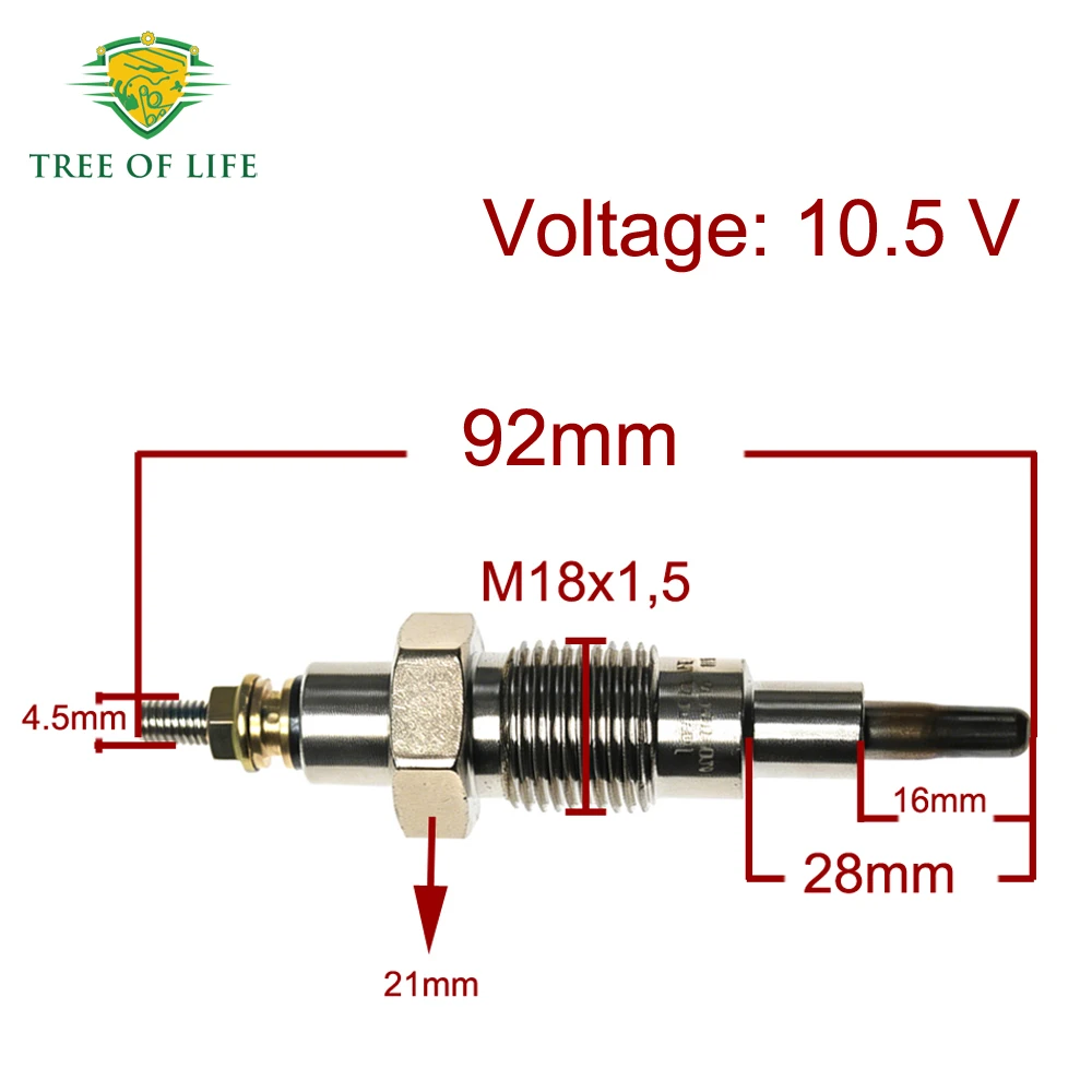 1/2/4x 10.5V Glow Plugs For MERCEDES OM636 ENGINE Fits IHC D 212 214 215 217 219 320 326 430 432 439 440 A0001594101 0011592501