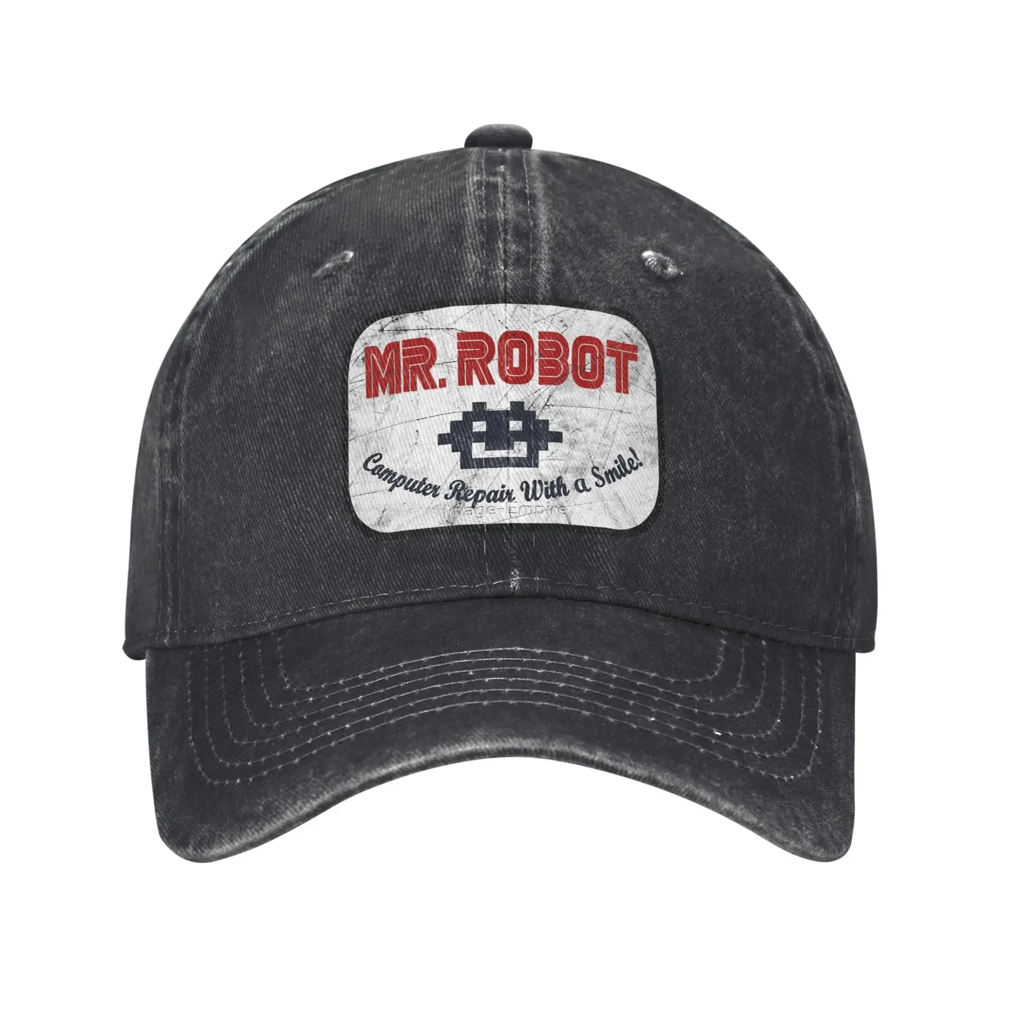 Mr. Robot Computer Repair Smile Baseball Cap Vintage Distressed Denim Washed Classic TV Series Headwear Outdoor  Adjustable Hat
