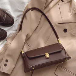 Fashion Solid Color Underarm Bags PU Leather Shoulder Bags for Women Design Luxury Small Handbag Female Subaxillary Clutches