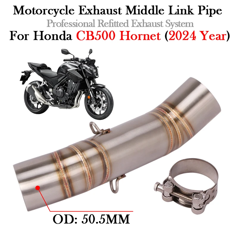 Escorregar para honda cb500 hornet cb 500 2024 anos sistema de escape da motocicleta tubo ligação intermediária bicicleta escape conectar 51mm silenciador tubo