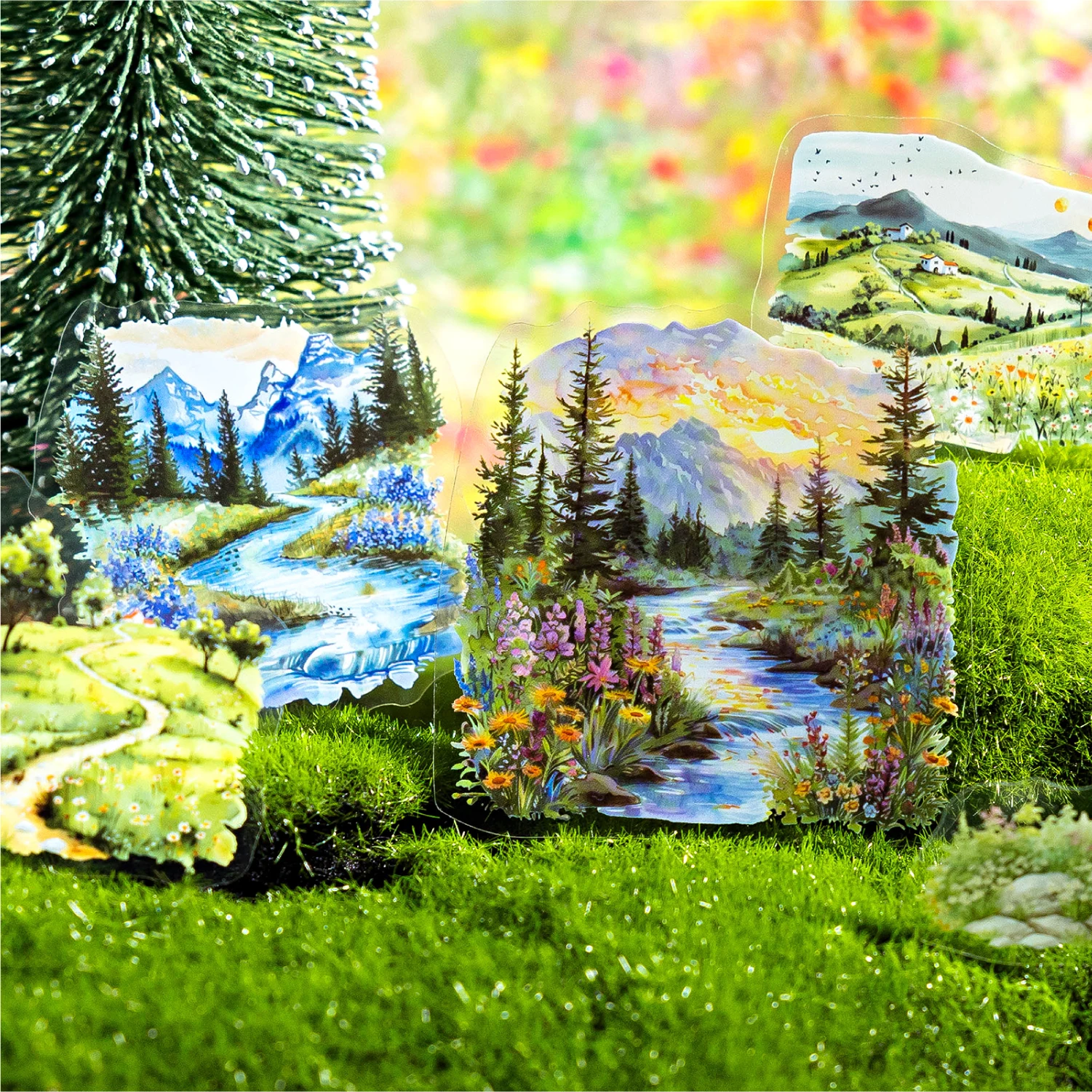 30 pcs/lot Beautiful scenery PET waterproof sticker Pack Retro Art decorative hand tent collage Scrapbooking supplies