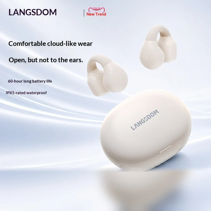 LANGSDOM TS03PRO Open Ear Clip Bluetooth Headphones Wireless Air Conduction Sports Earbuds for Running Workout