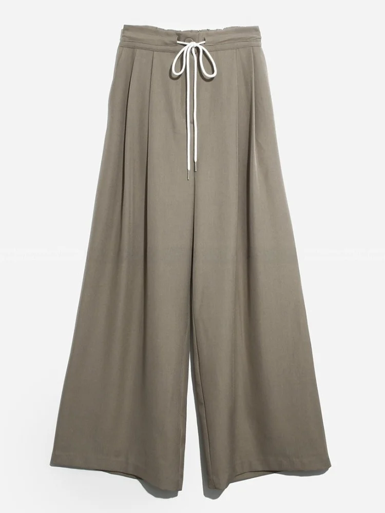 

Faionable Korean Sle High Waist Wide Leg Pants Women's Spring New Sle Casual Trousers Belted Slimming Versatile