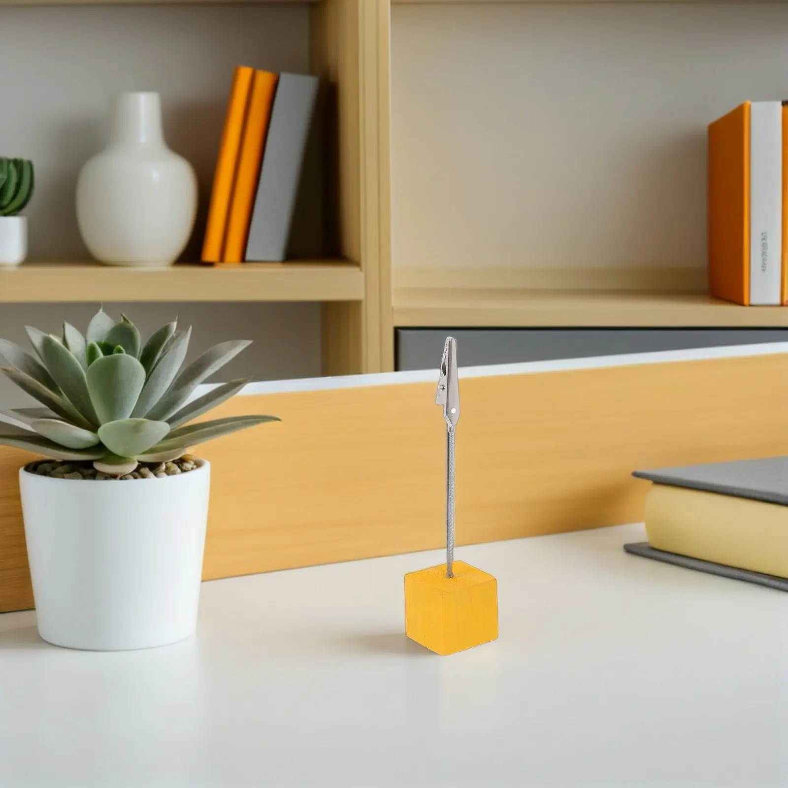 8Pcs Wooden Memo Holder Desk Clip with Ball Base Pinewood Stand Stainless Steel Crocodile Clip for Notes Photos Messages Space