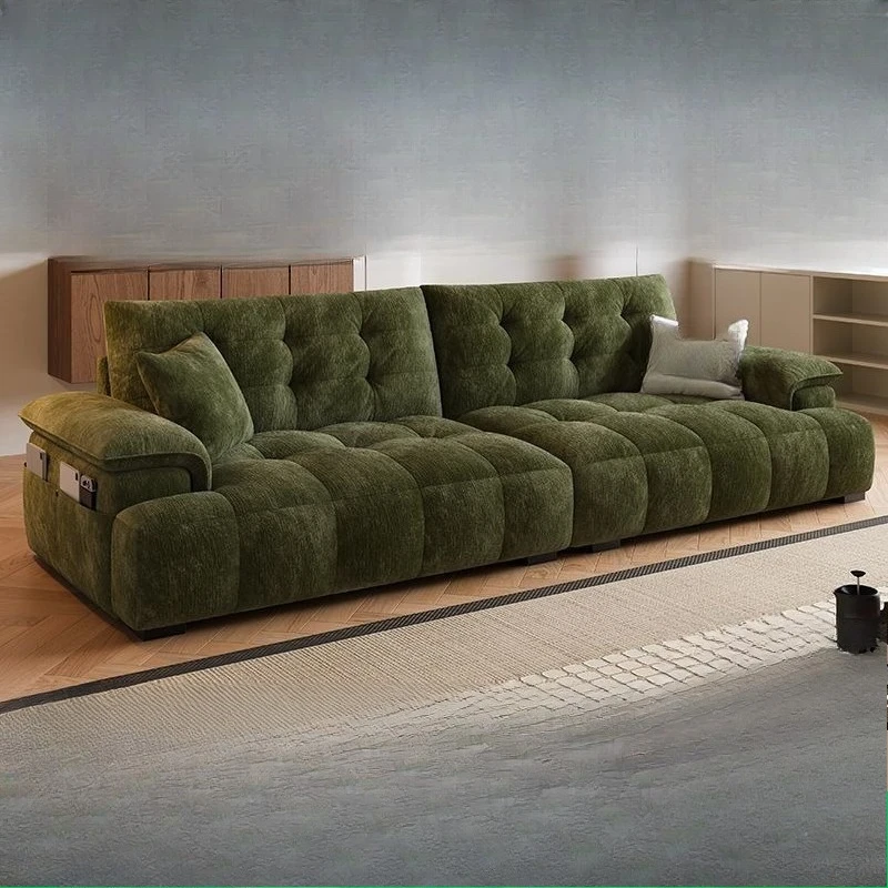 Fabric sofa size apartment living room straight row simple flannel sofa
