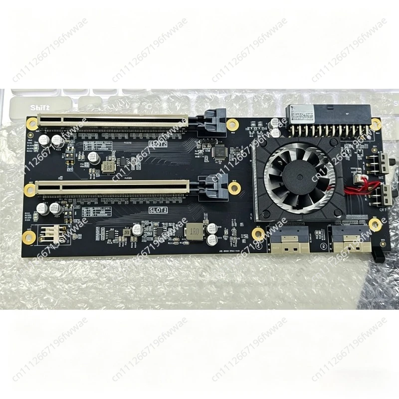 Dual Wide Dual Slot GPU Holder - PEX8749 PCIe 3.0 X16/x8 Expansion Card with ATX Power Supply
