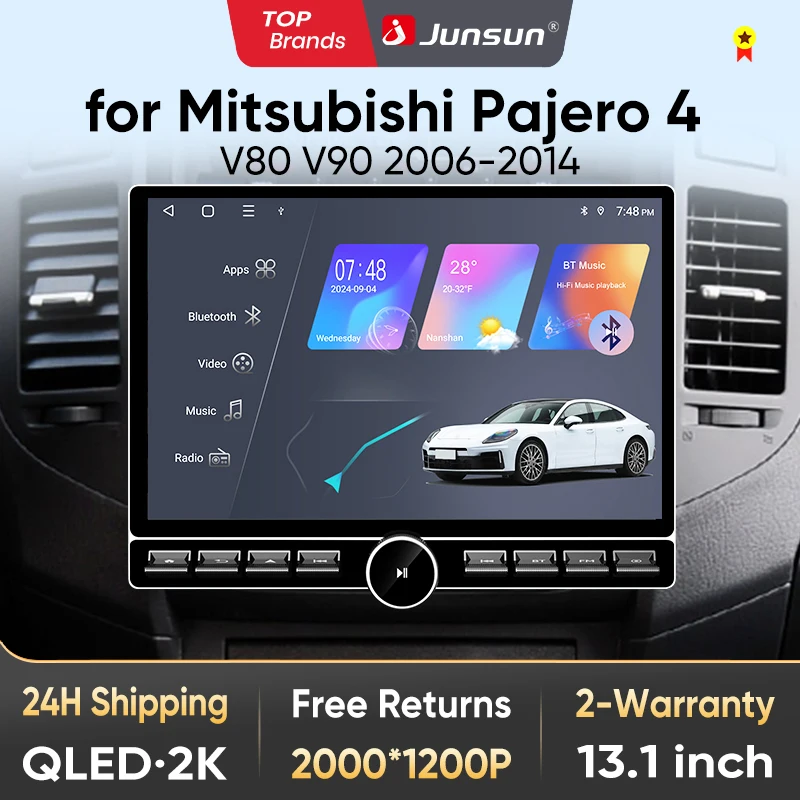Junsun 13,1″ QLED Wireless CarPlay Android Auto Autoradio für Mitsubishi Pajero 4 V80 V90 2006-2014 Intelligente Systeme DSP SWC